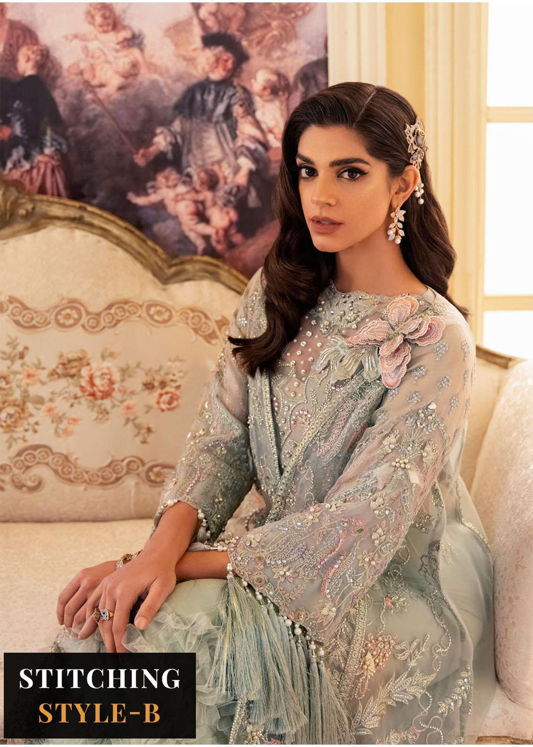The Royal Palace By Nureh Embroidered Organza Suits Unstitched 3 Piece NU23RP NL-45 - Luxury Formal Collection
