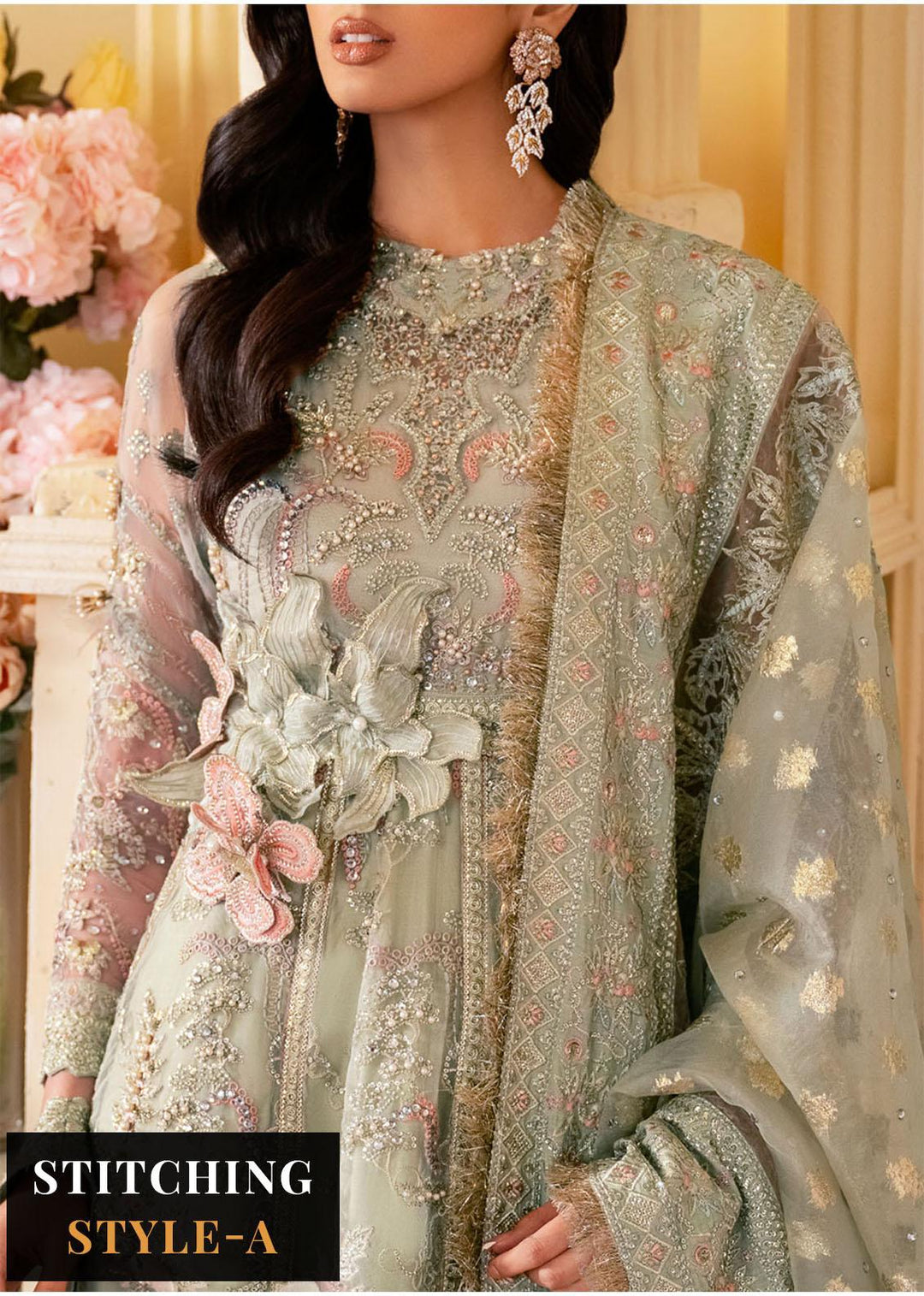 The Royal Palace By Nureh Embroidered Organza Suits Unstitched 3 Piece NU23RP NL-45 - Luxury Formal Collection