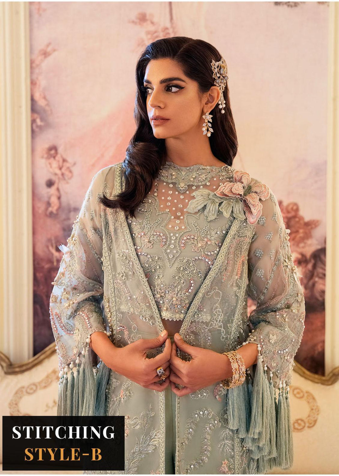 The Royal Palace By Nureh Embroidered Organza Suits Unstitched 3 Piece NU23RP NL-45 - Luxury Formal Collection