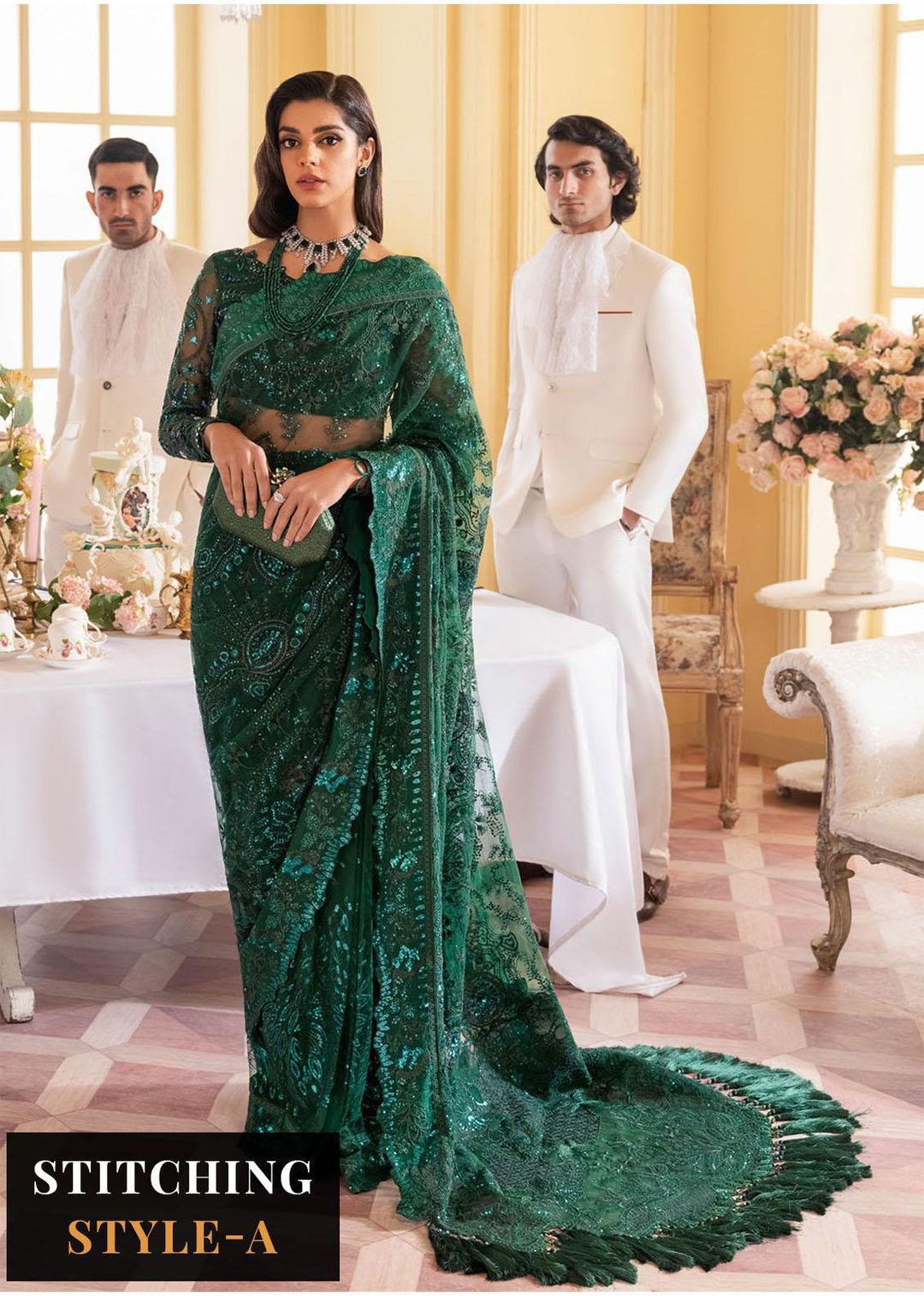 The Royal Palace By Nureh Embroidered Net Suits Unstitched 3 Piece NU23RP NL-47 - Luxury Formal Collection