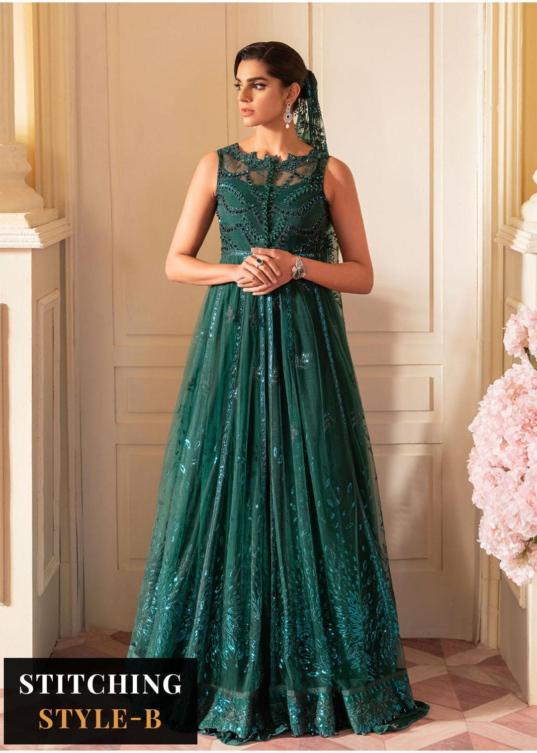 The Royal Palace By Nureh Embroidered Net Suits Unstitched 3 Piece NU23RP NL-47 - Luxury Formal Collection