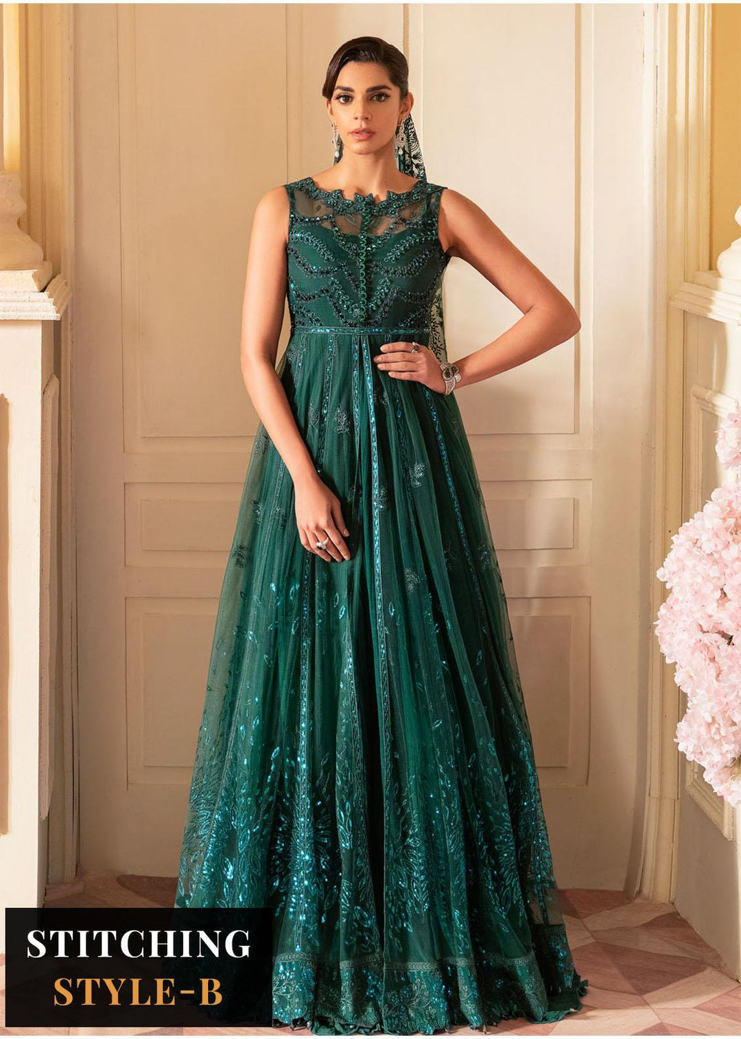 The Royal Palace By Nureh Embroidered Net Suits Unstitched 3 Piece NU23RP NL-47 - Luxury Formal Collection