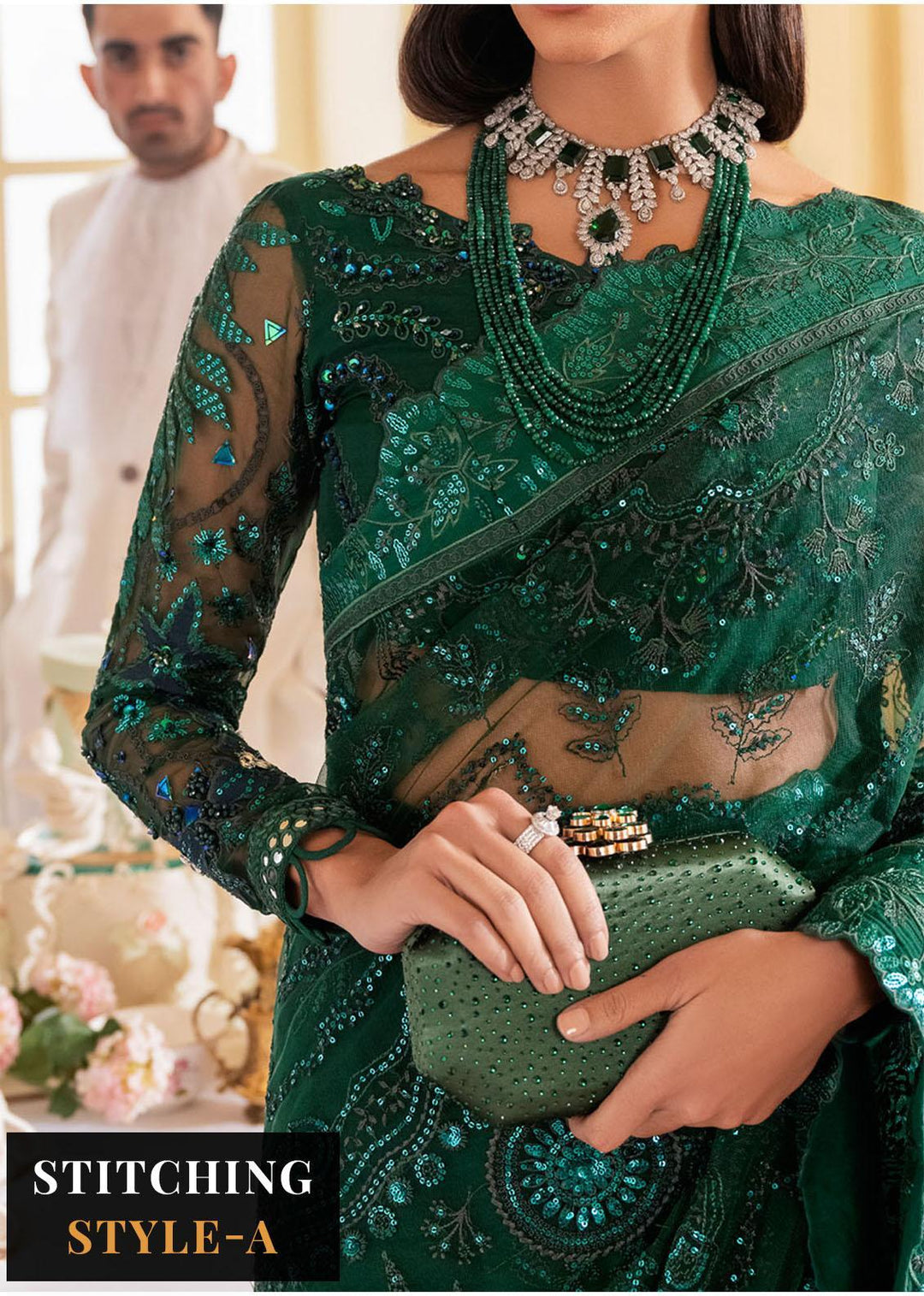 The Royal Palace By Nureh Embroidered Net Suits Unstitched 3 Piece NU23RP NL-47 - Luxury Formal Collection