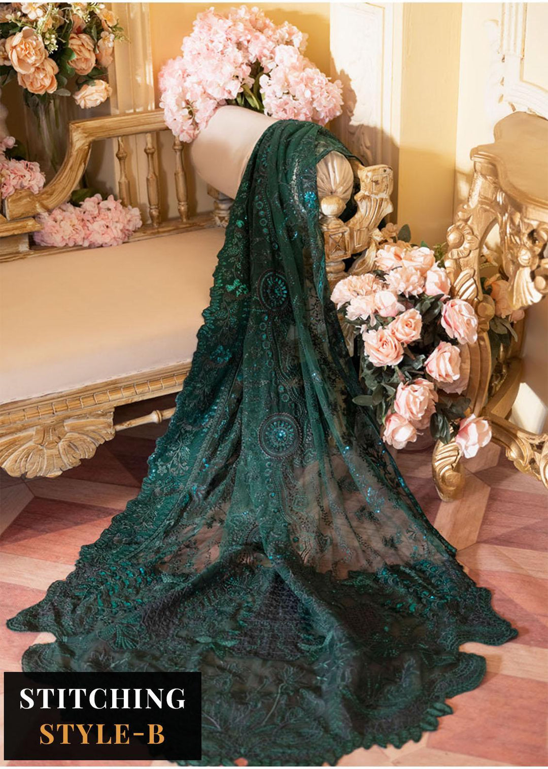 The Royal Palace By Nureh Embroidered Net Suits Unstitched 3 Piece NU23RP NL-47 - Luxury Formal Collection