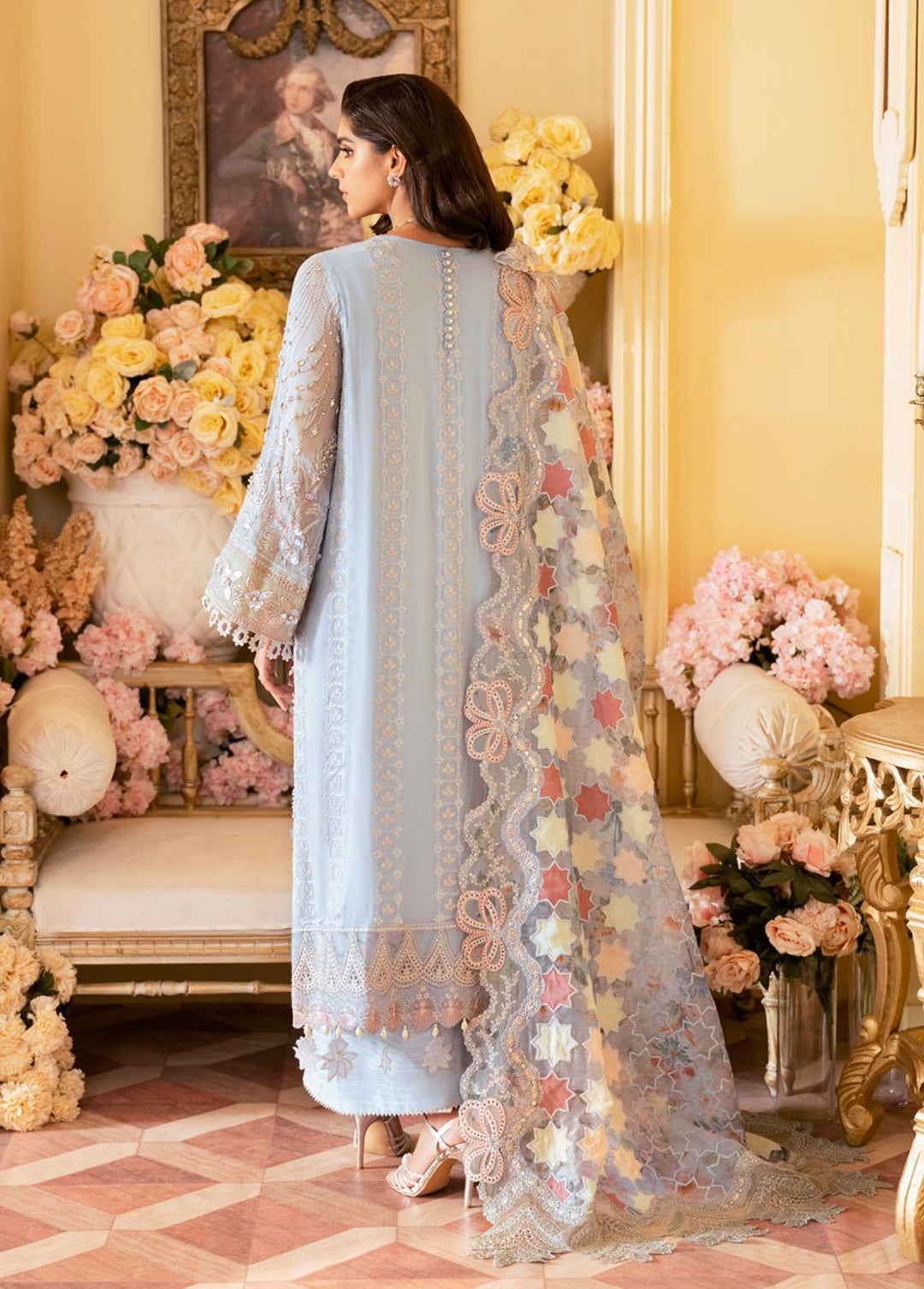 The Royal Palace By Nureh Embroidered Chiffon Suits Unstitched 3 Piece NU23RP NL-49 - Luxury Formal Collection