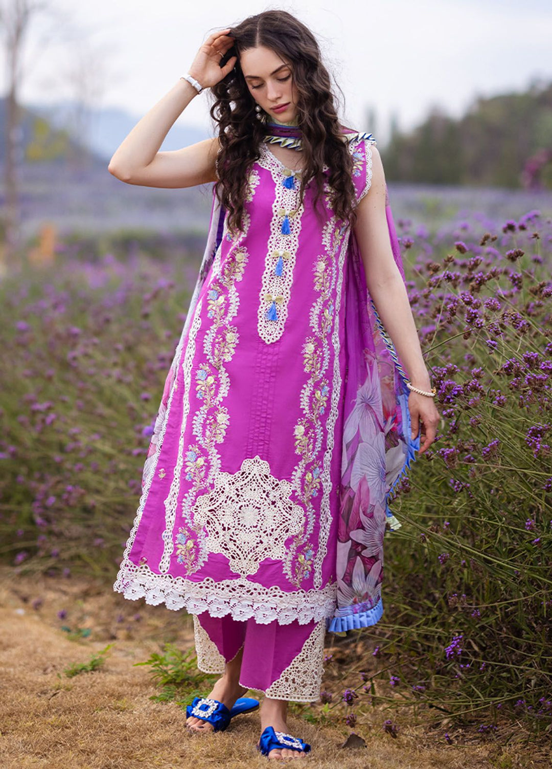The Secret Garden by Mushq Embroidered Lawn Suits Unstitched 3 Piece MQ24SG D-3A Enchanted Bloom - Summer Collection