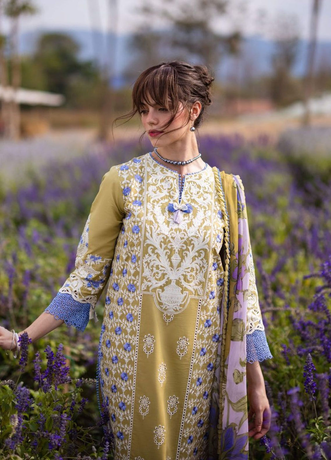 The Secret Garden by Mushq Embroidered Lawn Suits Unstitched 3 Piece MQ24SG D-4A Mystical Fern - Summer Collection