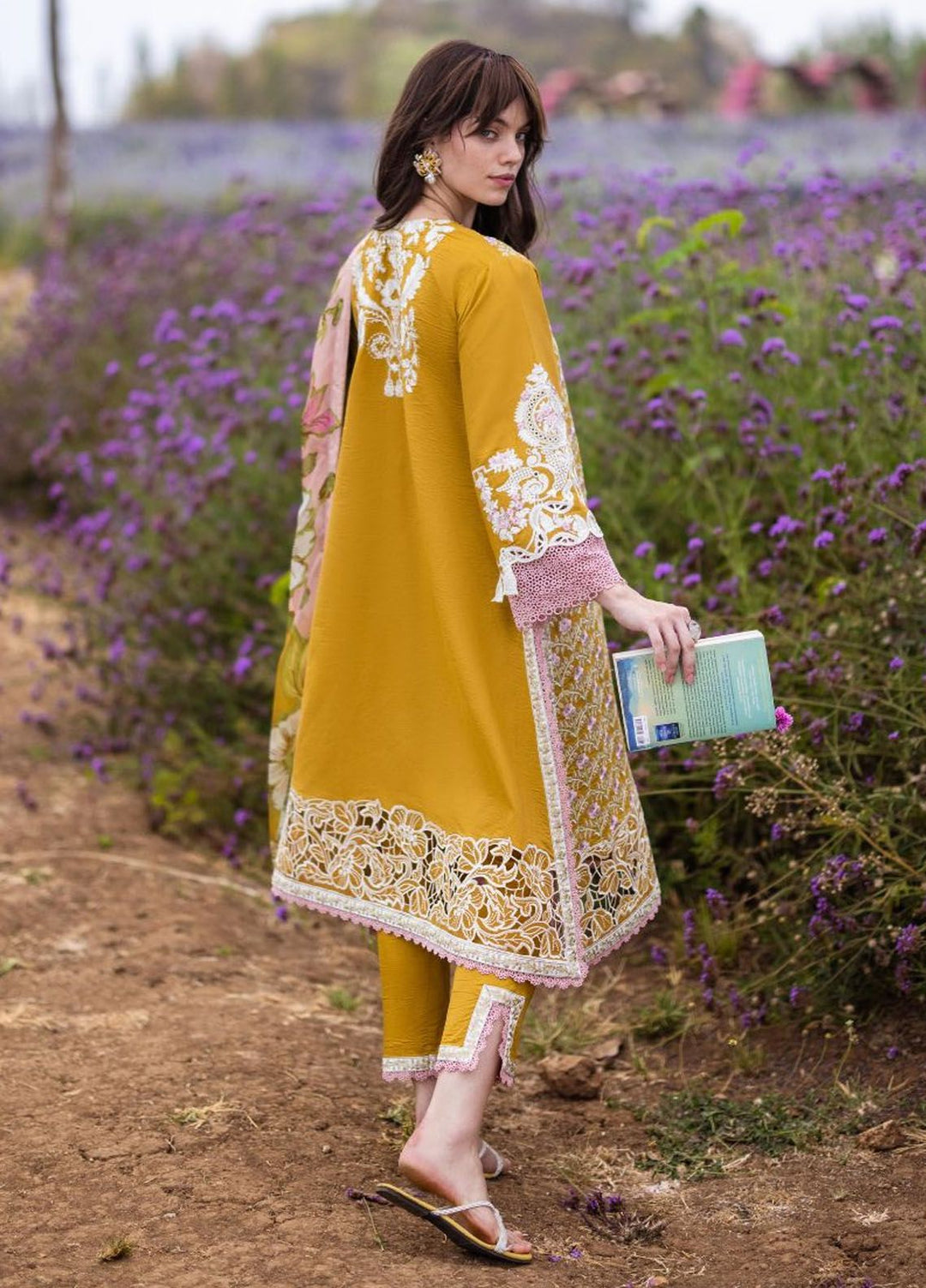 The Secret Garden by Mushq Embroidered Lawn Suits Unstitched 3 Piece MQ24SG D-4B Whispering Petals - Summer Collection