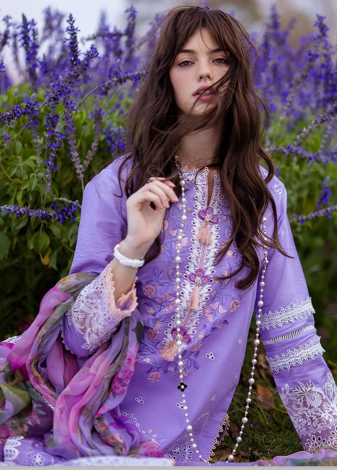 The Secret Garden by Mushq Embroidered Lawn Suits Unstitched 3 Piece MQ24SG D-8B Zyra - Summer Collection