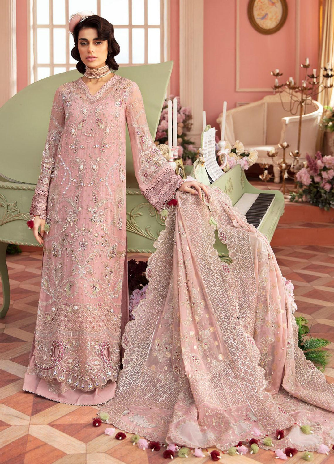 The Secret Garden By Nureh Embroidered Chiffon Suits Unstitched 4 Piece NU24SG NL-58 Caroline - Luxury Collection