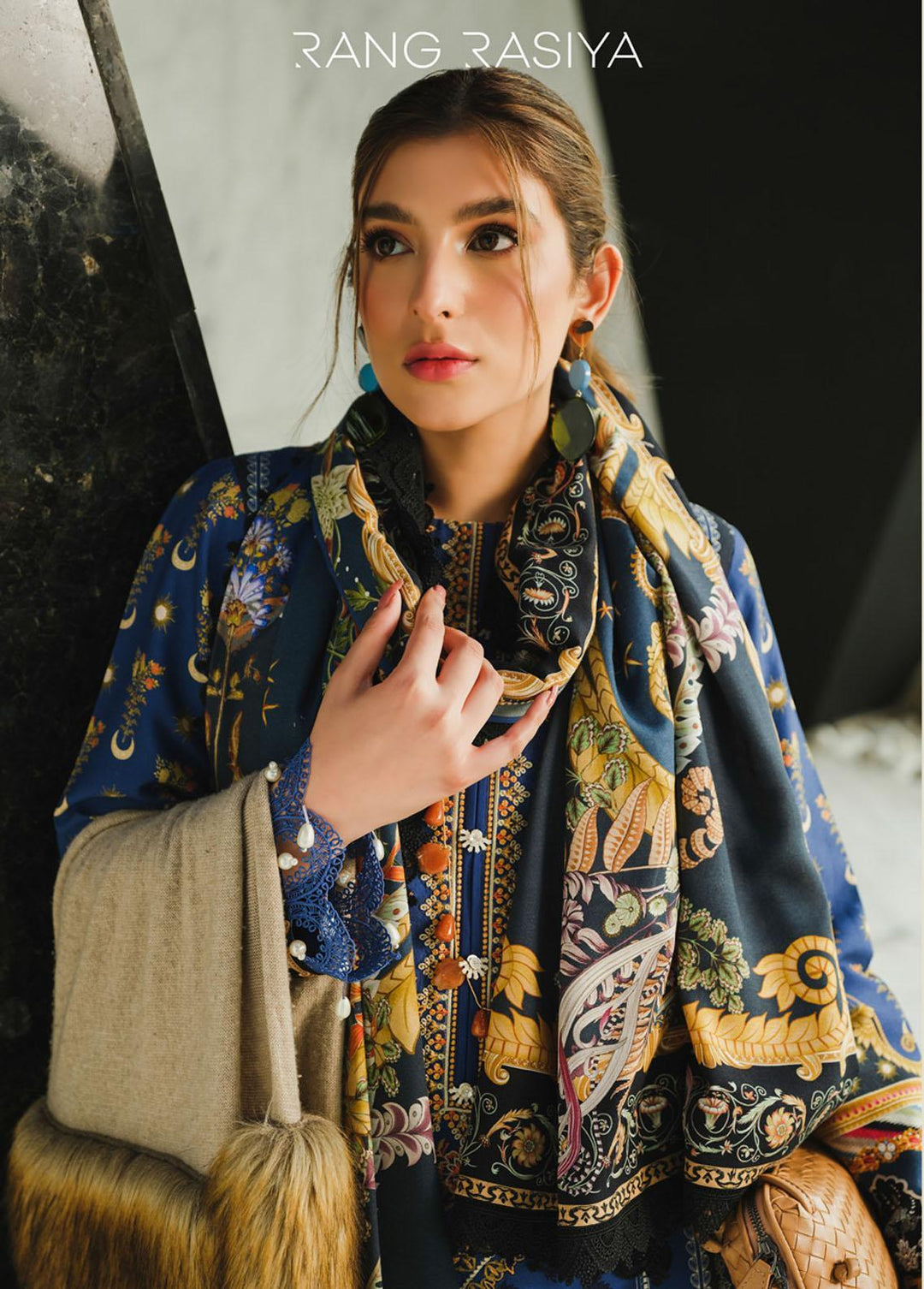 The Winter Affair By Rang Rasiya Embroidered Linen Suits Unstitched 3 Piece RR22WA 23 Mehru - Winter Collection