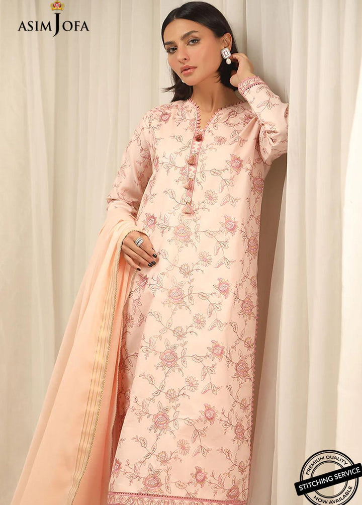 Essentials By Asim Jofa Embroidered Cambric Suits Unstitched 3 Piece AJ22WE AJWE-07 - Winter Collection