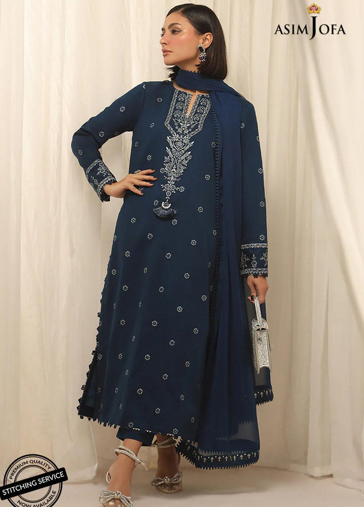 Essentials By Asim Jofa Embroidered Cambric Suits Unstitched 3 Piece AJ22WE AJWE-08 - Winter Collection