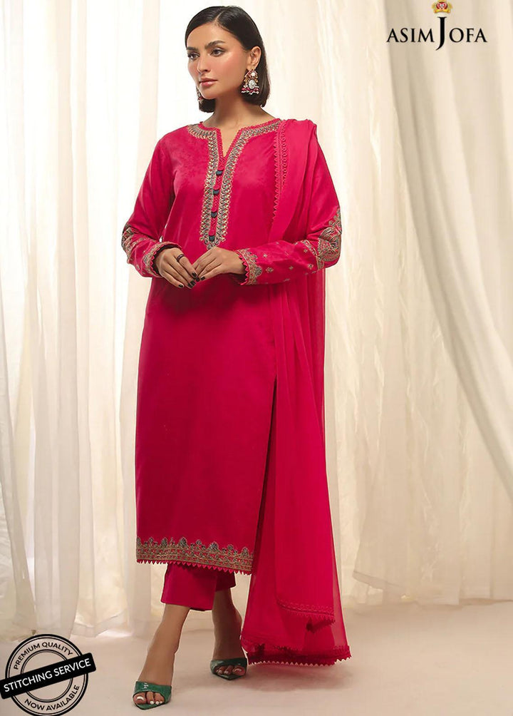 Essentials By Asim Jofa Embroidered Jacquard Suits Unstitched 3 Piece AJ22WE AJWE-09 - Winter Collection