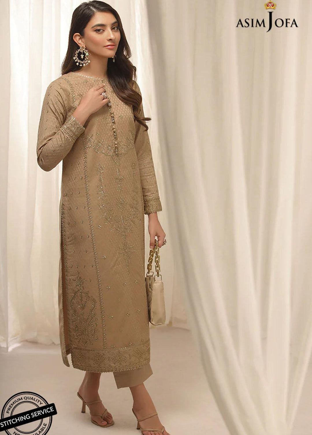 Essentials By Asim Jofa Embroidered Jacquard Suits Unstitched 2 Piece AJ22WE AJWE-10 - Winter Collection