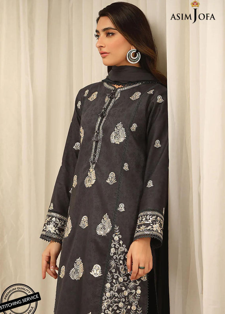 Essentials By Asim Jofa Embroidered Jacquard Suits Unstitched 3 Piece AJ22WE AJWE-12 - Winter Collection