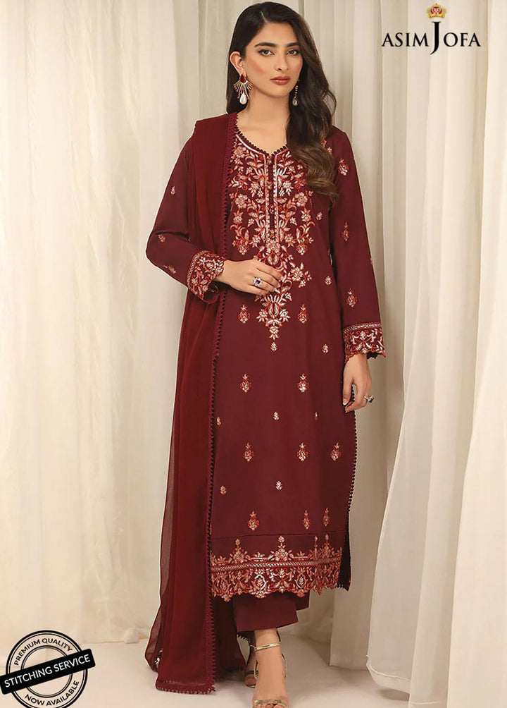 Essentials By Asim Jofa Embroidered Jacquard Suits Unstitched 3 Piece AJ22WE AJWE-14 - Winter Collection