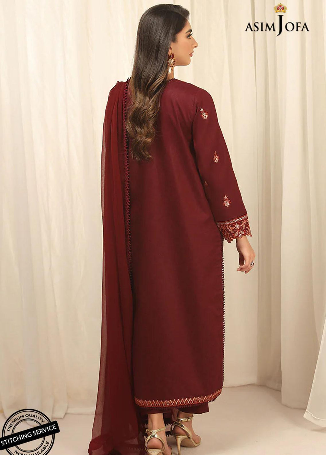 Essentials By Asim Jofa Embroidered Jacquard Suits Unstitched 3 Piece AJ22WE AJWE-14 - Winter Collection