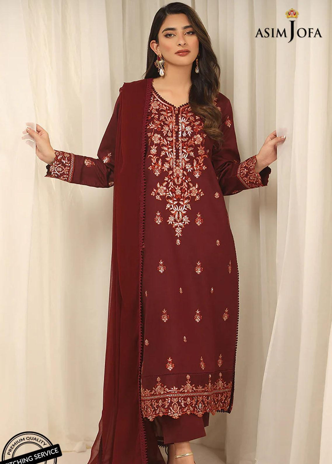 Essentials By Asim Jofa Embroidered Jacquard Suits Unstitched 3 Piece AJ22WE AJWE-14 - Winter Collection