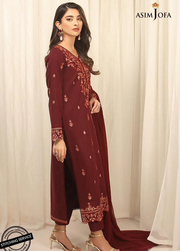 Essentials By Asim Jofa Embroidered Jacquard Suits Unstitched 3 Piece AJ22WE AJWE-14 - Winter Collection