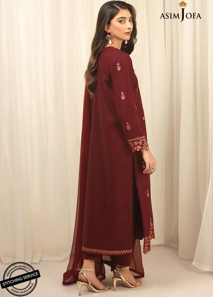 Essentials By Asim Jofa Embroidered Jacquard Suits Unstitched 3 Piece AJ22WE AJWE-14 - Winter Collection