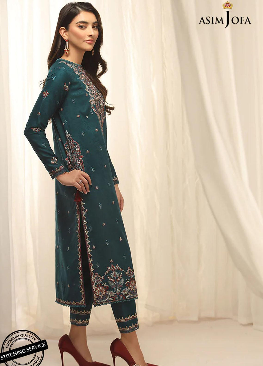 Essentials By Asim Jofa Embroidered Jacquard Suits Unstitched 2 Piece AJ22WE AJWE-15 - Winter Collection