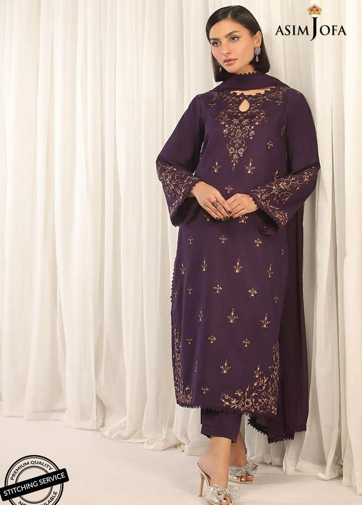 Essentials By Asim Jofa Embroidered Cambric Suits Unstitched 3 Piece AJ22WE AJWE-17 - Winter Collection