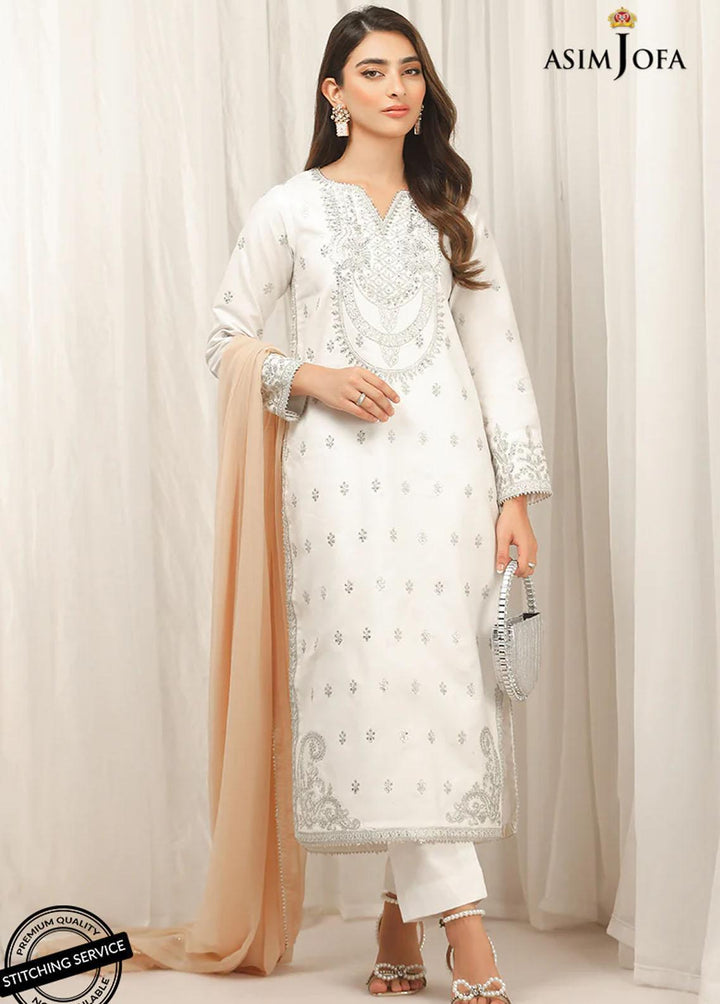Essentials By Asim Jofa Embroidered Cambric Suits Unstitched 3 Piece AJ22WE AJWE-18 - Winter Collection