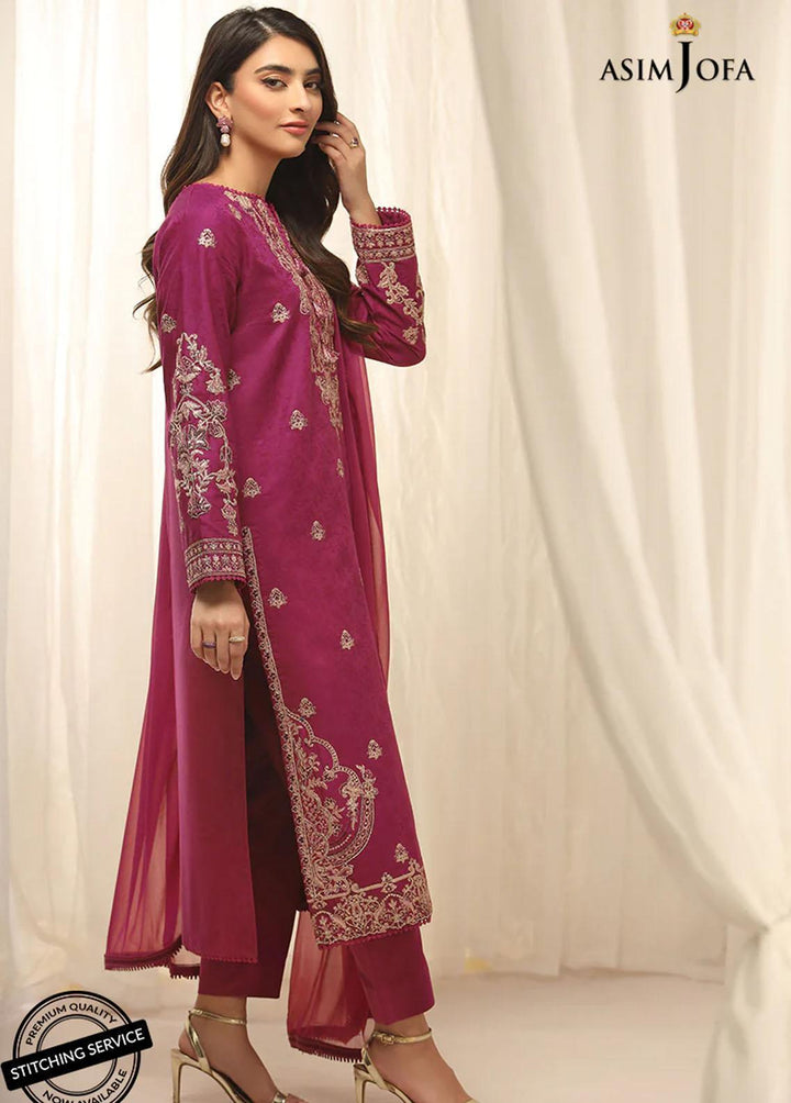Essentials By Asim Jofa Embroidered Jacquard Suits Unstitched 3 Piece AJ22WE AJWE-19 - Winter Collection