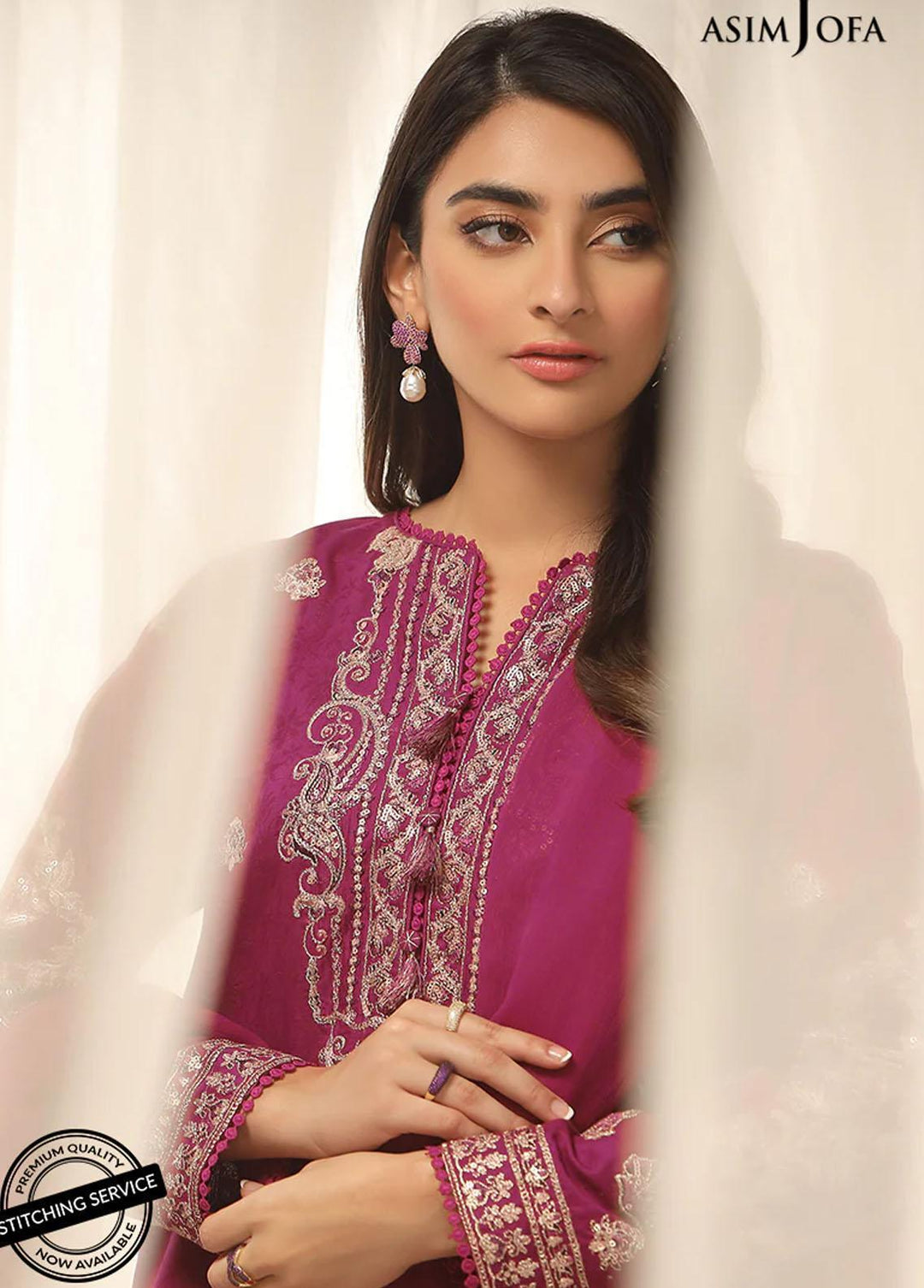 Essentials By Asim Jofa Embroidered Jacquard Suits Unstitched 3 Piece AJ22WE AJWE-19 - Winter Collection