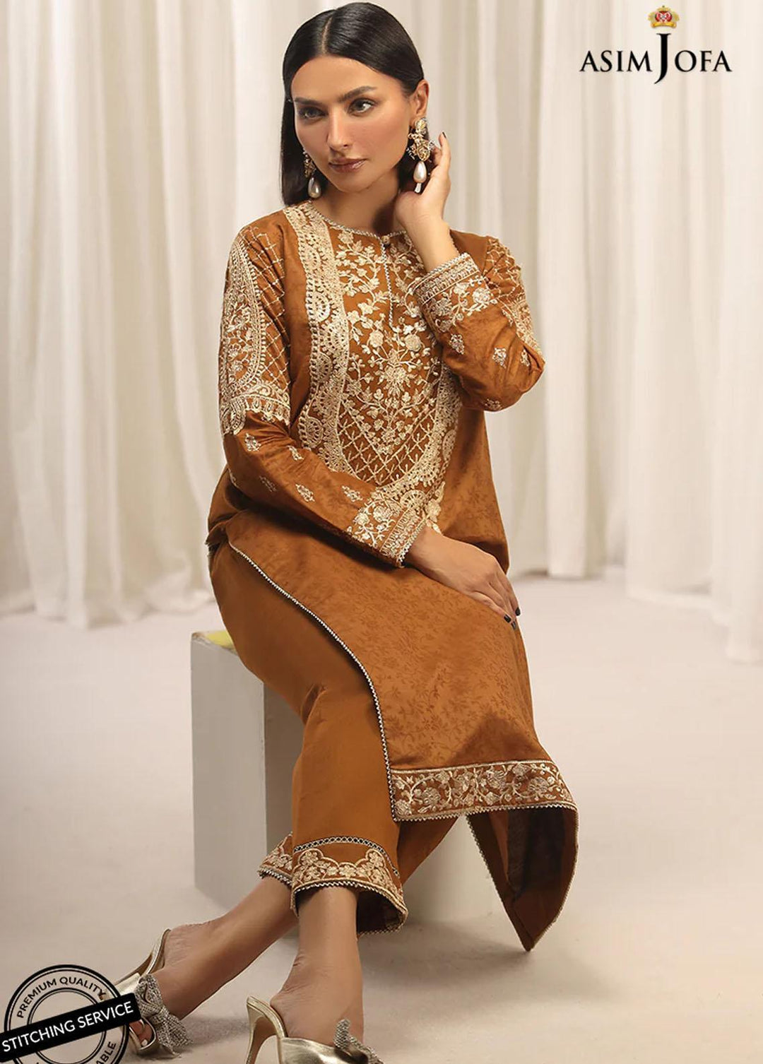 Essentials By Asim Jofa Embroidered Jacquard Suits Unstitched 2 Piece AJ22WE AJWE-20 - Winter Collection