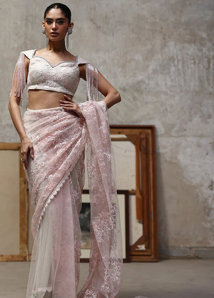Thread and Motifs Pret Embroidered Net 1 Piece Saree 9764