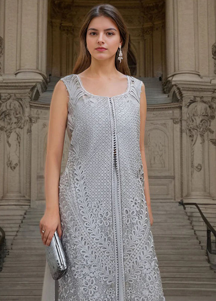 Thread and Motifs Pret Embroidered Net 2 piece Suit 9542-Grey