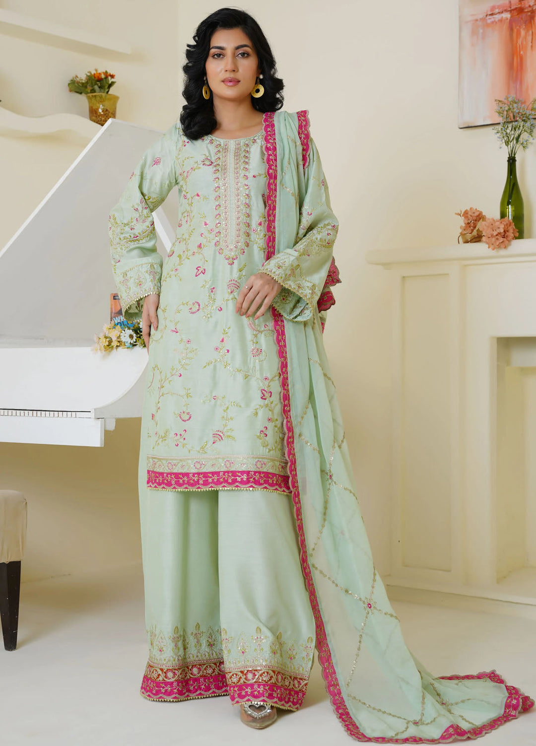 Thread And Weaves Pret Embroidered Viscose 3 Piece Suit RTWV25106S