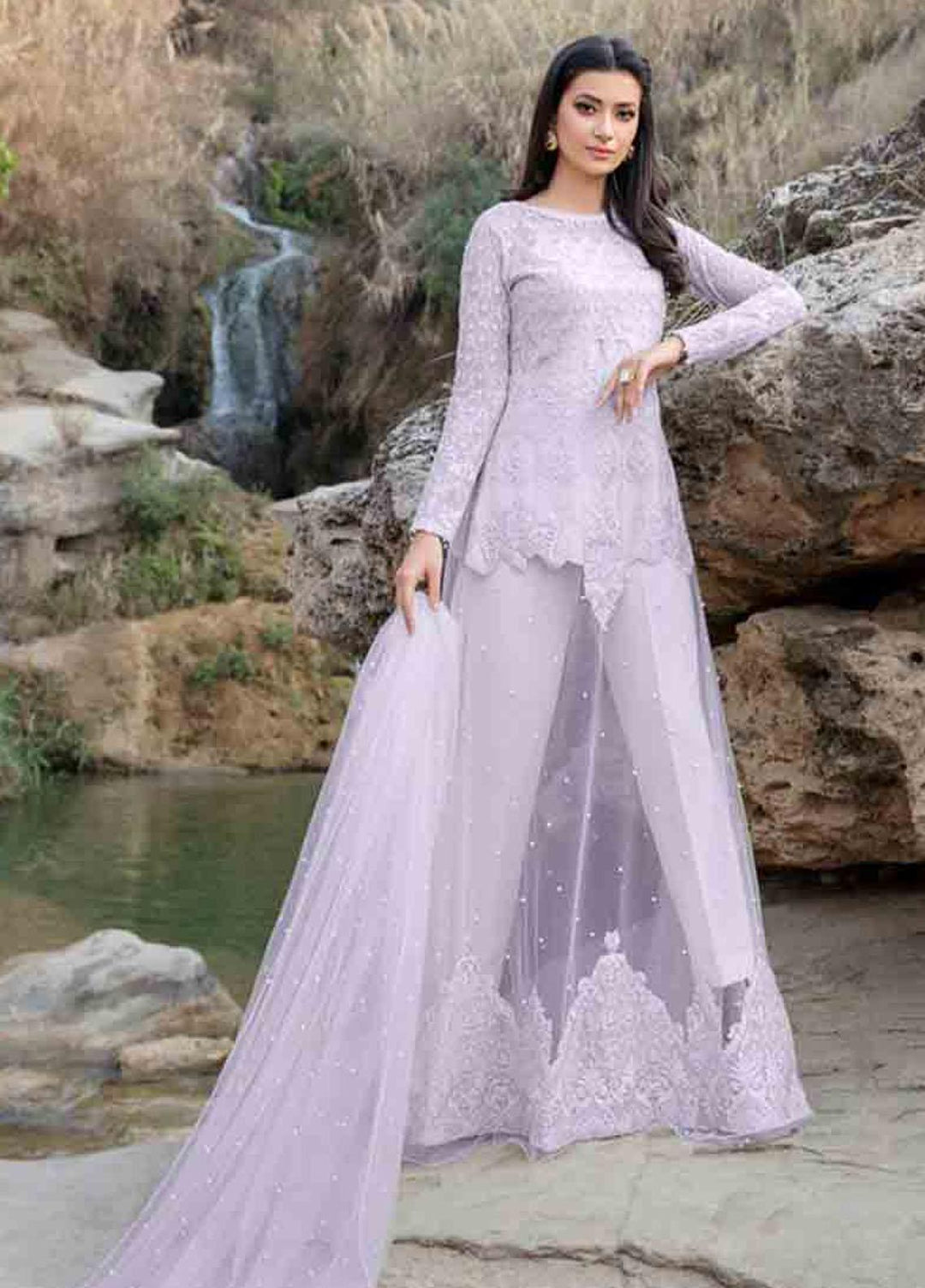 Threads & Motifs Luxury Pret  Organza Dress THM22F 6552 (Light Purple)