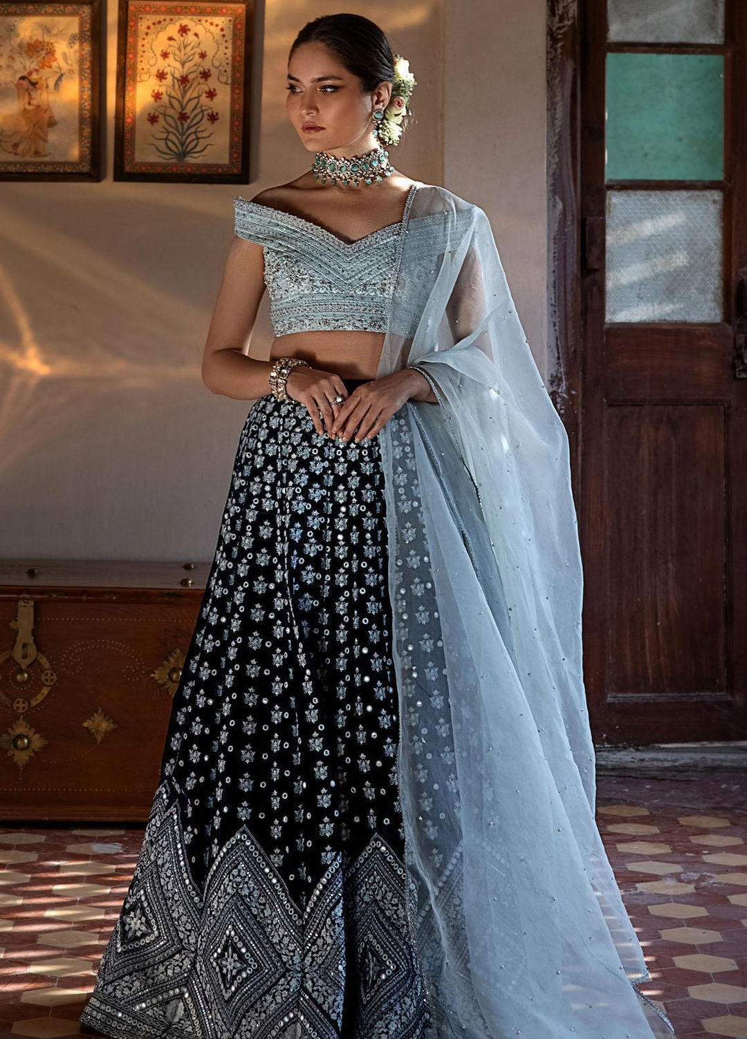 Threads & Motifs Pret  Velvet Lehenga and Blouse THM21F 7714