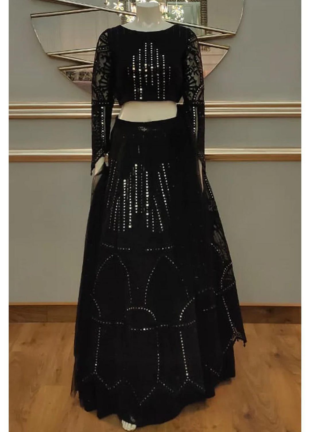Threads & Motifs Luxury Pret  Organza Lehenga and Blouse THM22F 6718 - Black