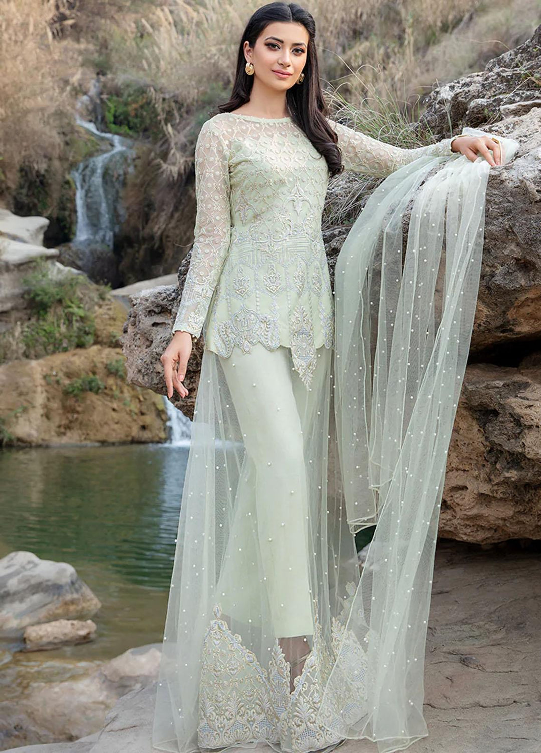 Threads & Motifs Luxury Pret  Net Dress THM22F 6552 (Light Green)