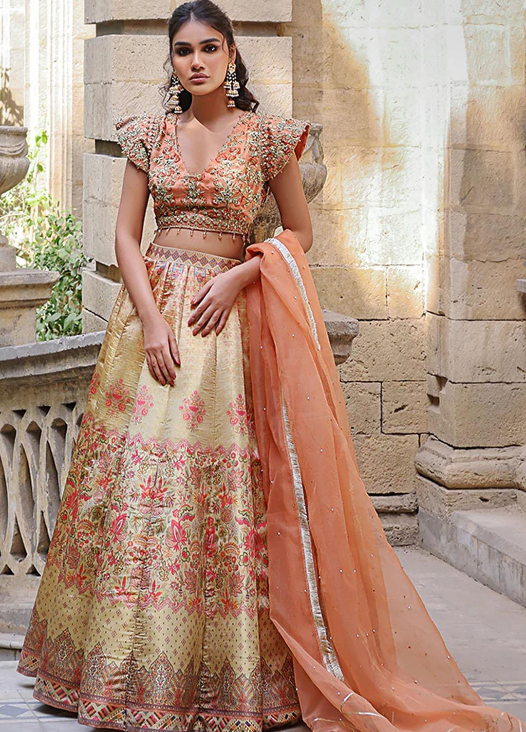 Threads & Motifs Pret  Jamawar Lehenga and Blouse THM21F 7476