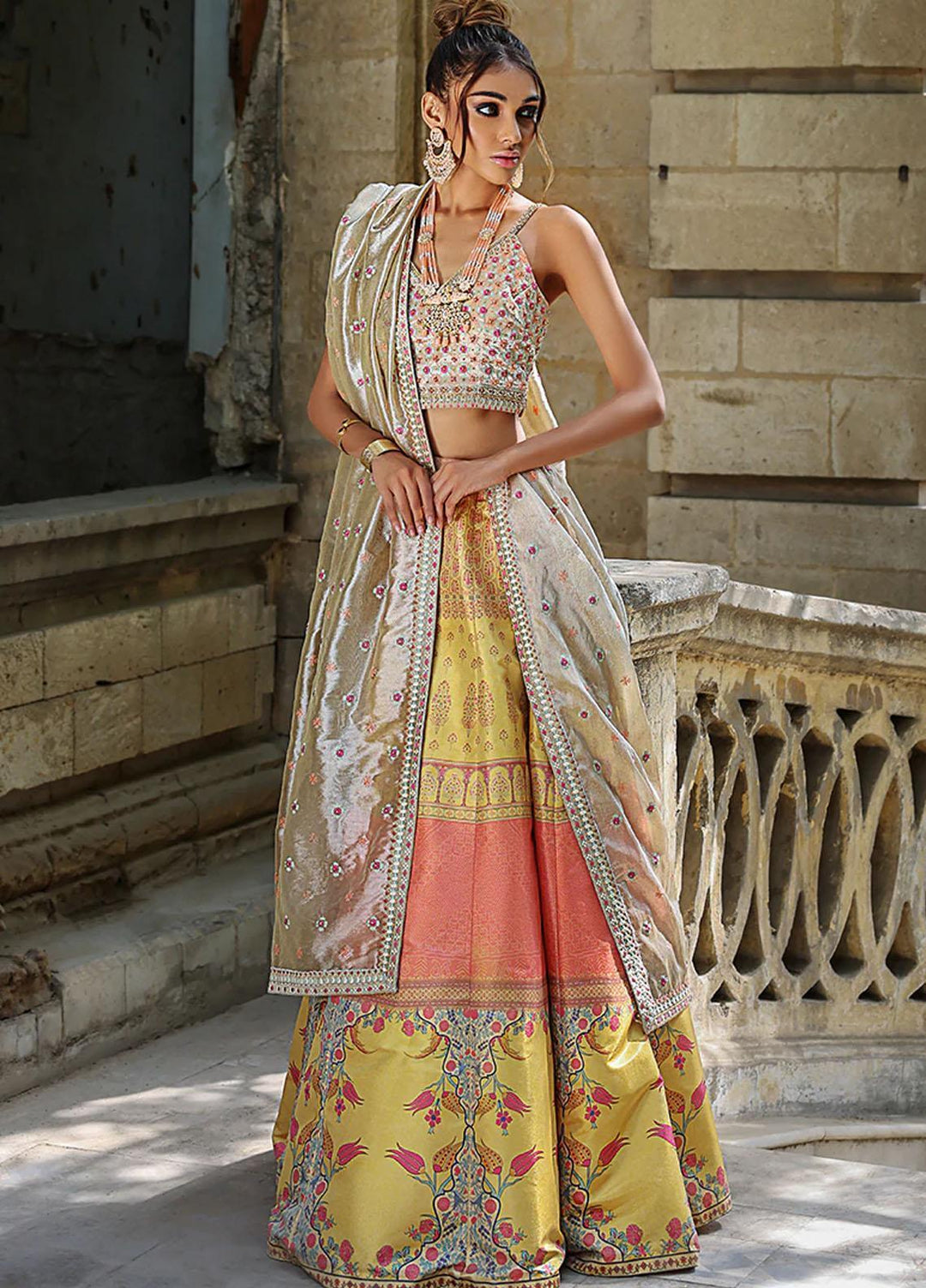 Threads & Motifs Pret  Jamawar Lehenga and Blouse THM21F 7513