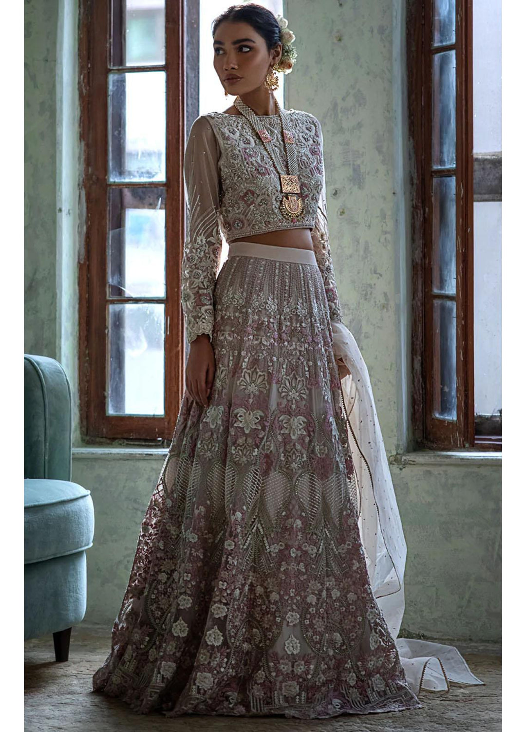 Threads & Motifs Luxury Pret  Organza Lehenga and Blouse THM22F 7713