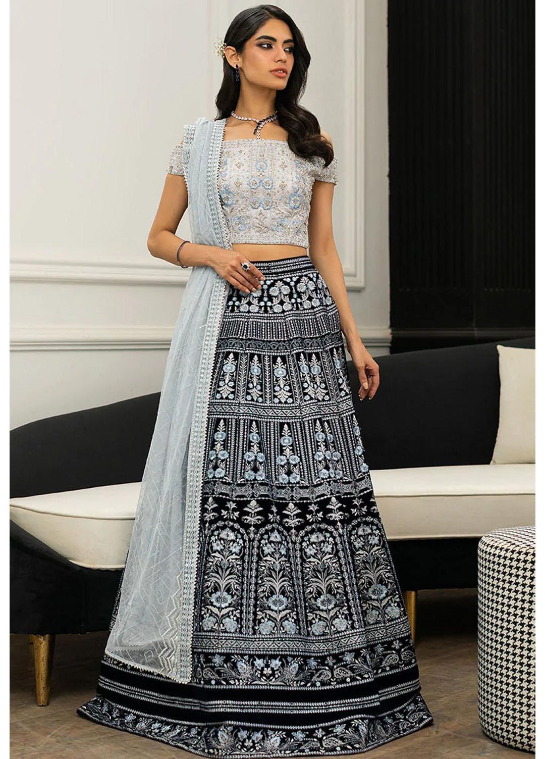 Threads & Motifs Luxury Pret  Net Lehenga and Blouse 7725