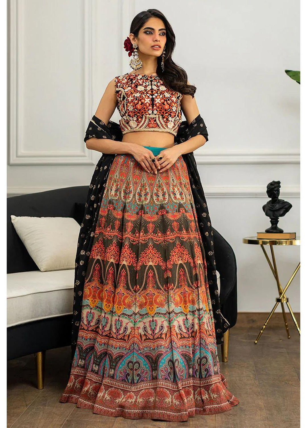 Threads & Motifs Luxury Pret  Net Lehenga and Blouse 8025