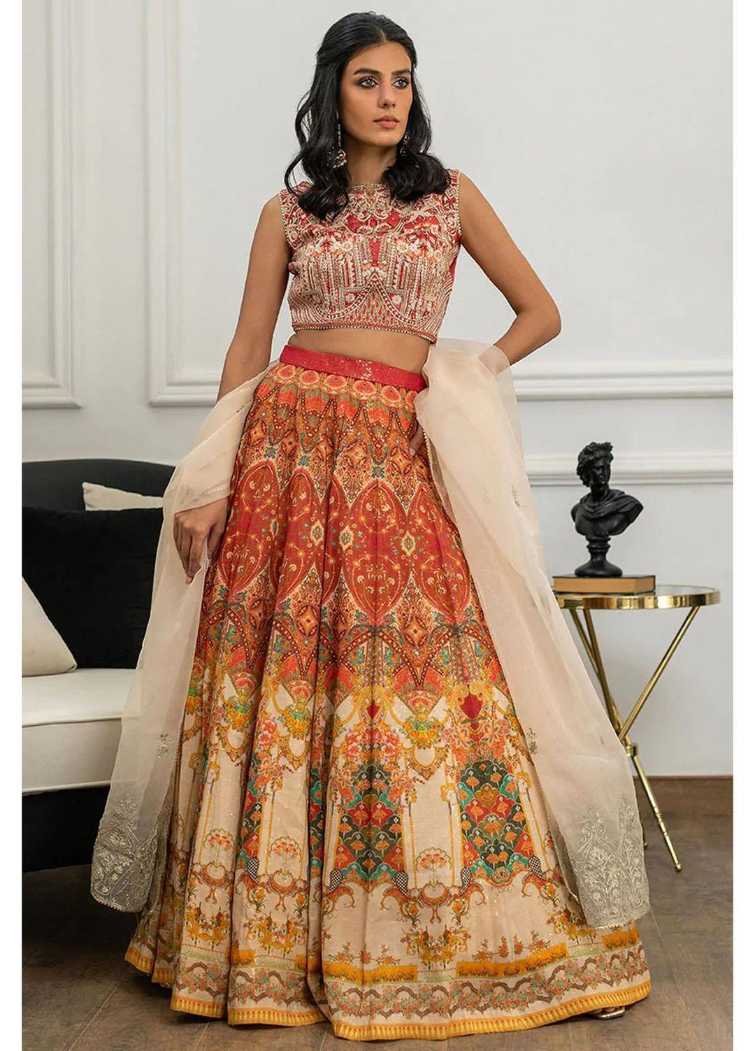 Threads & Motifs Luxury Pret  Net Lehenga and Blouse 7758