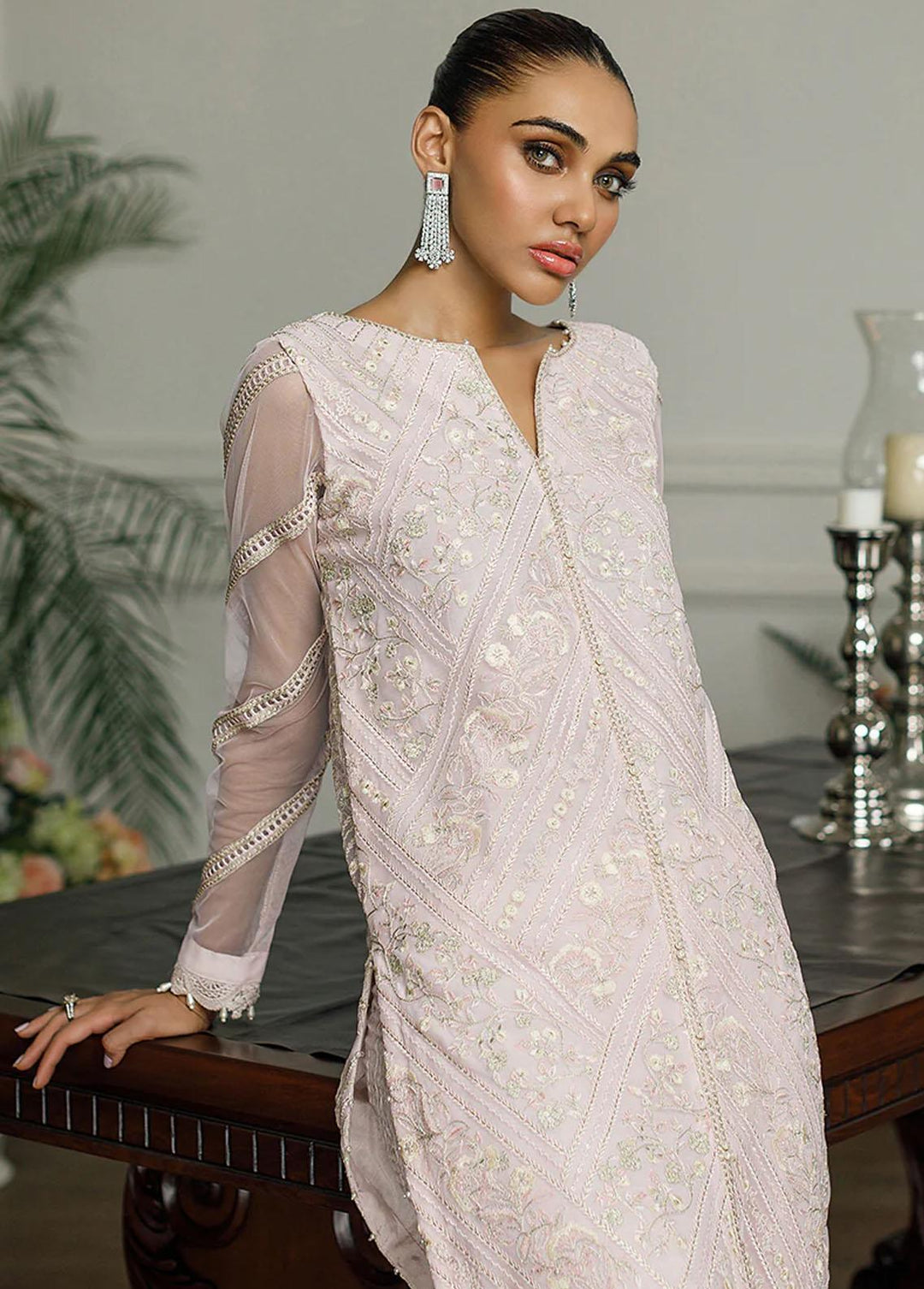 Threads & Motifs Pret Embroidered Net Gharara Dress 8338