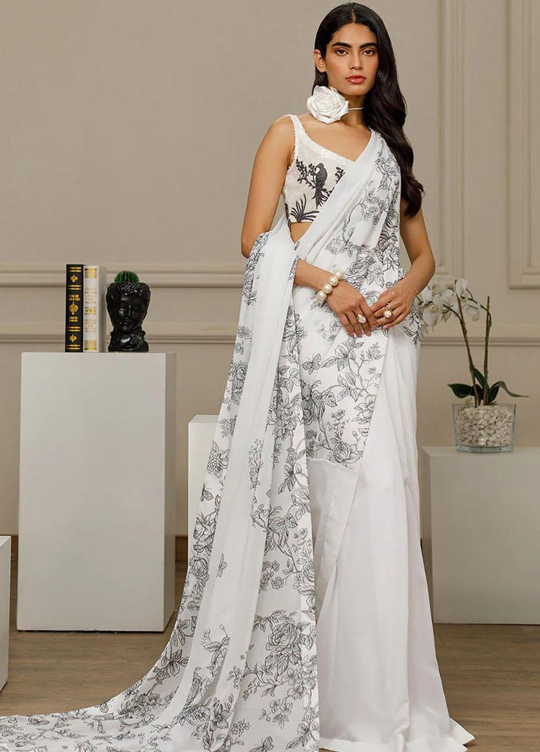 Threads & Motifs Pret Formal Wear Chiffon Saree 8430