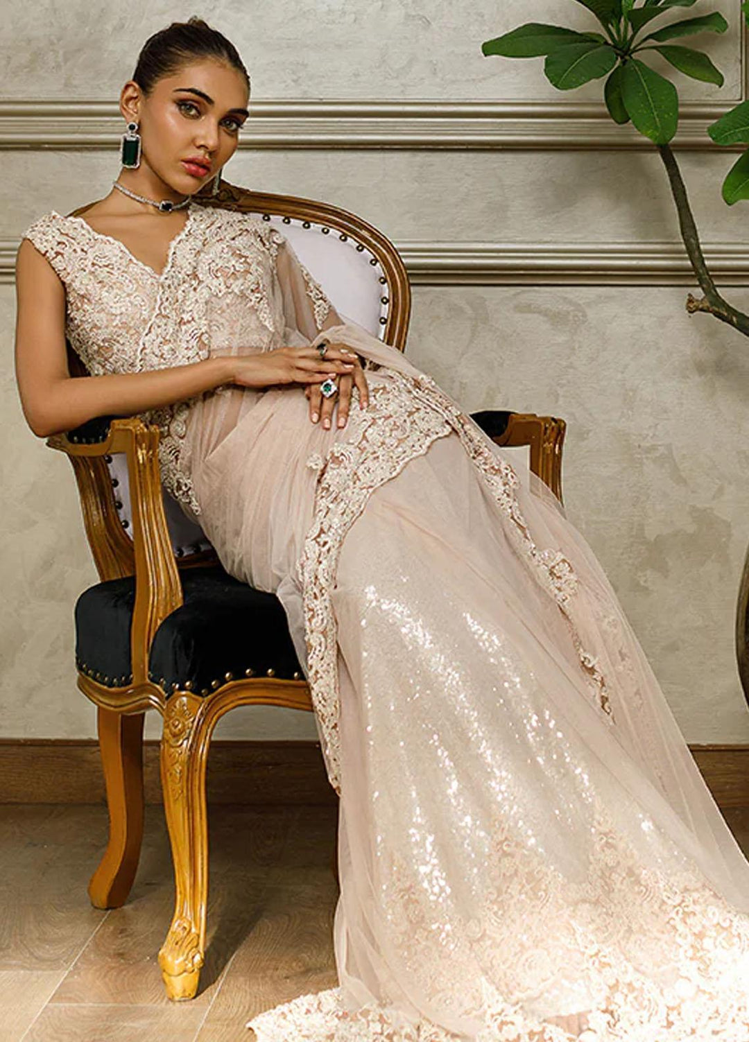 Threads & Motifs Pret Formal Wear Net Saree 8658