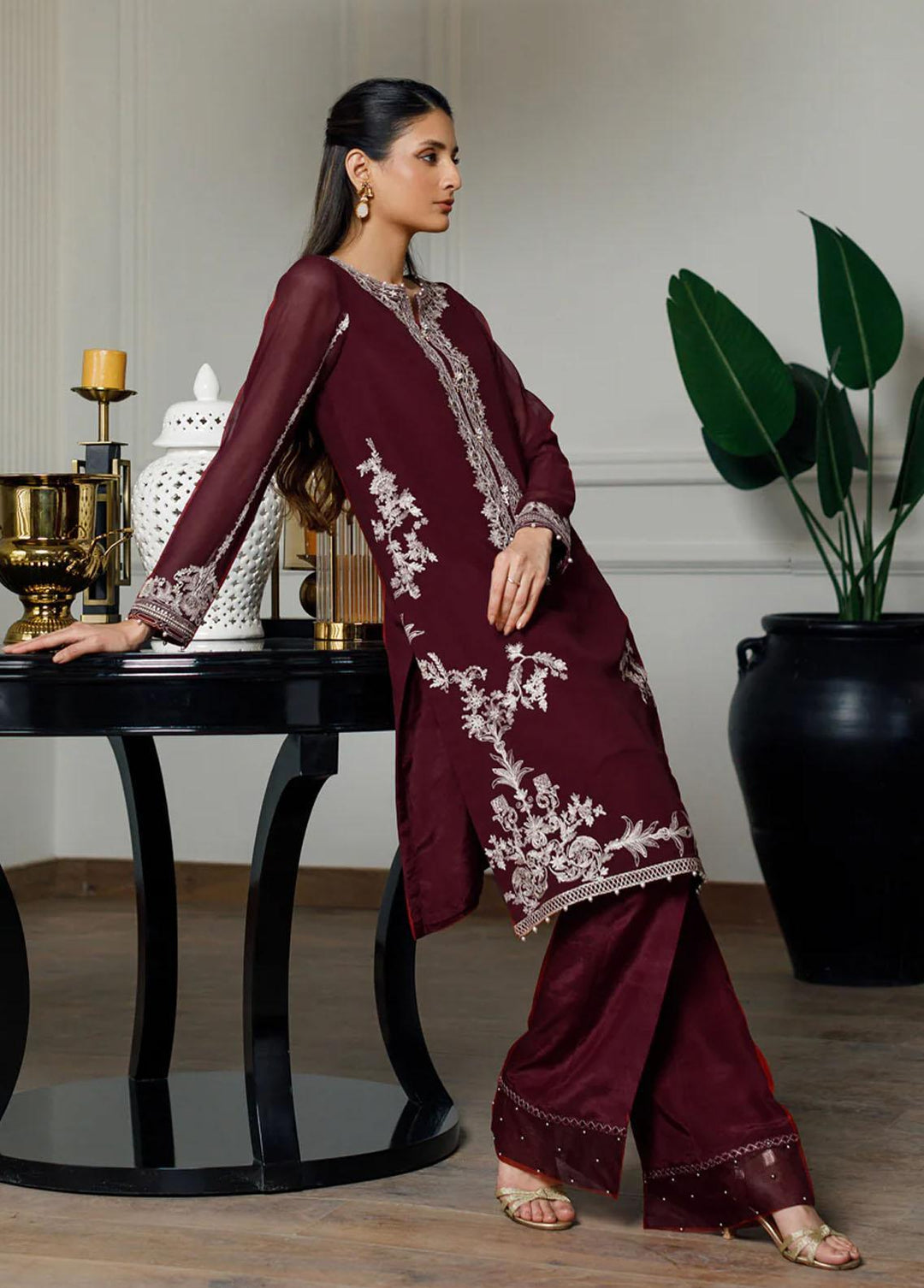 Threads & Motifs Pret Embroidered Chiffon Kurti 8451