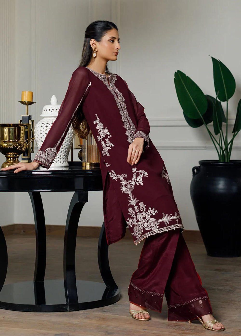 Threads & Motifs Pret Embroidered Chiffon Kurti 8451