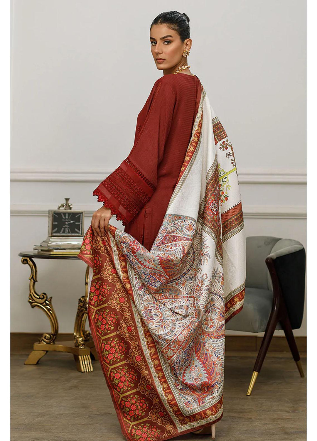 Threads & Motifs Printed Jamawar  Shawls THM23SH Shawl-112 - Winter Shawls
